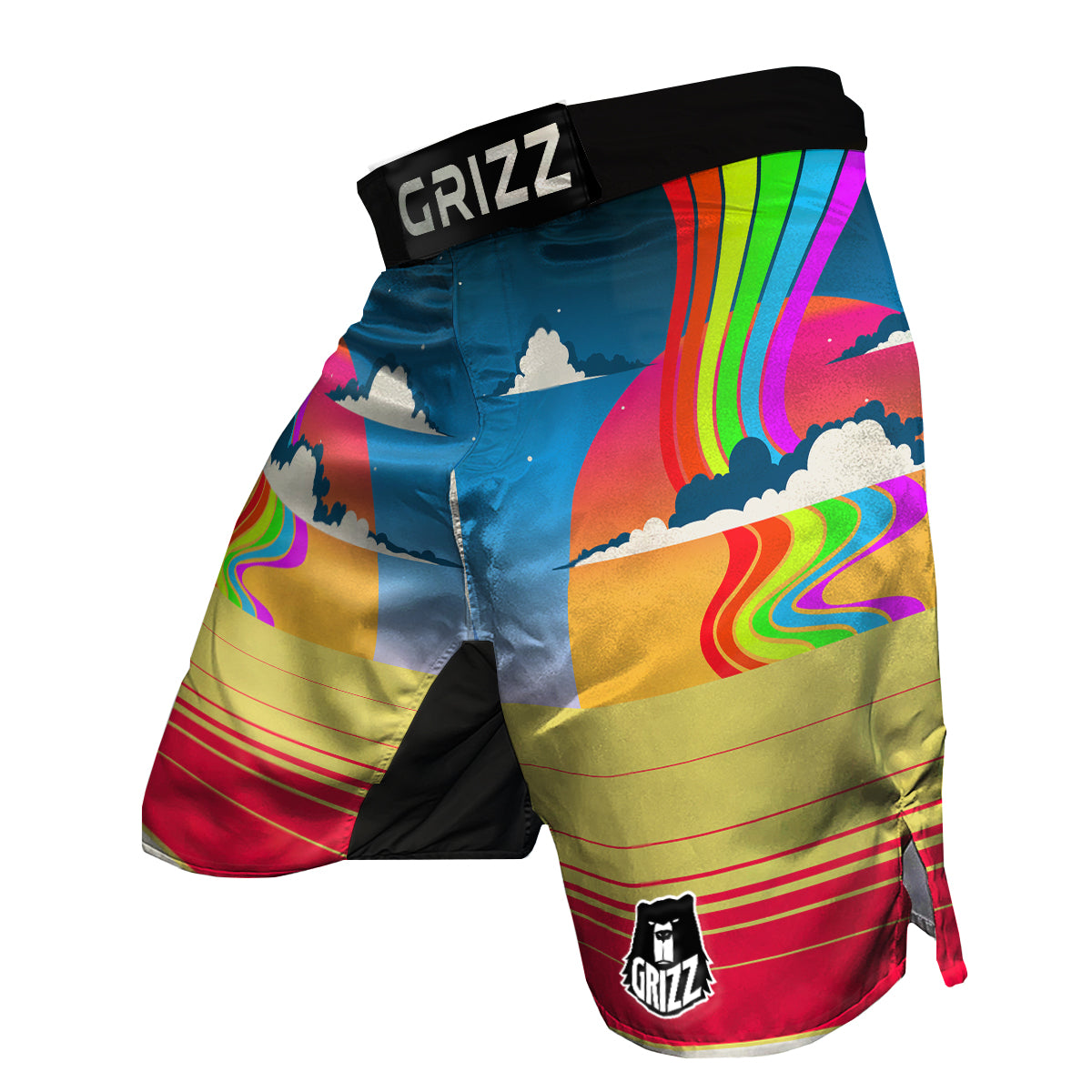 Psychedelic And Gradient Sky Rainbow Print MMA Shorts-grizzshop