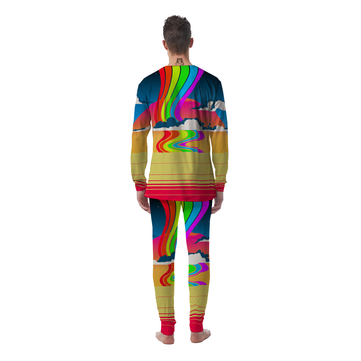 Psychedelic And Gradient Sky Rainbow Print Men's Pajamas-grizzshop