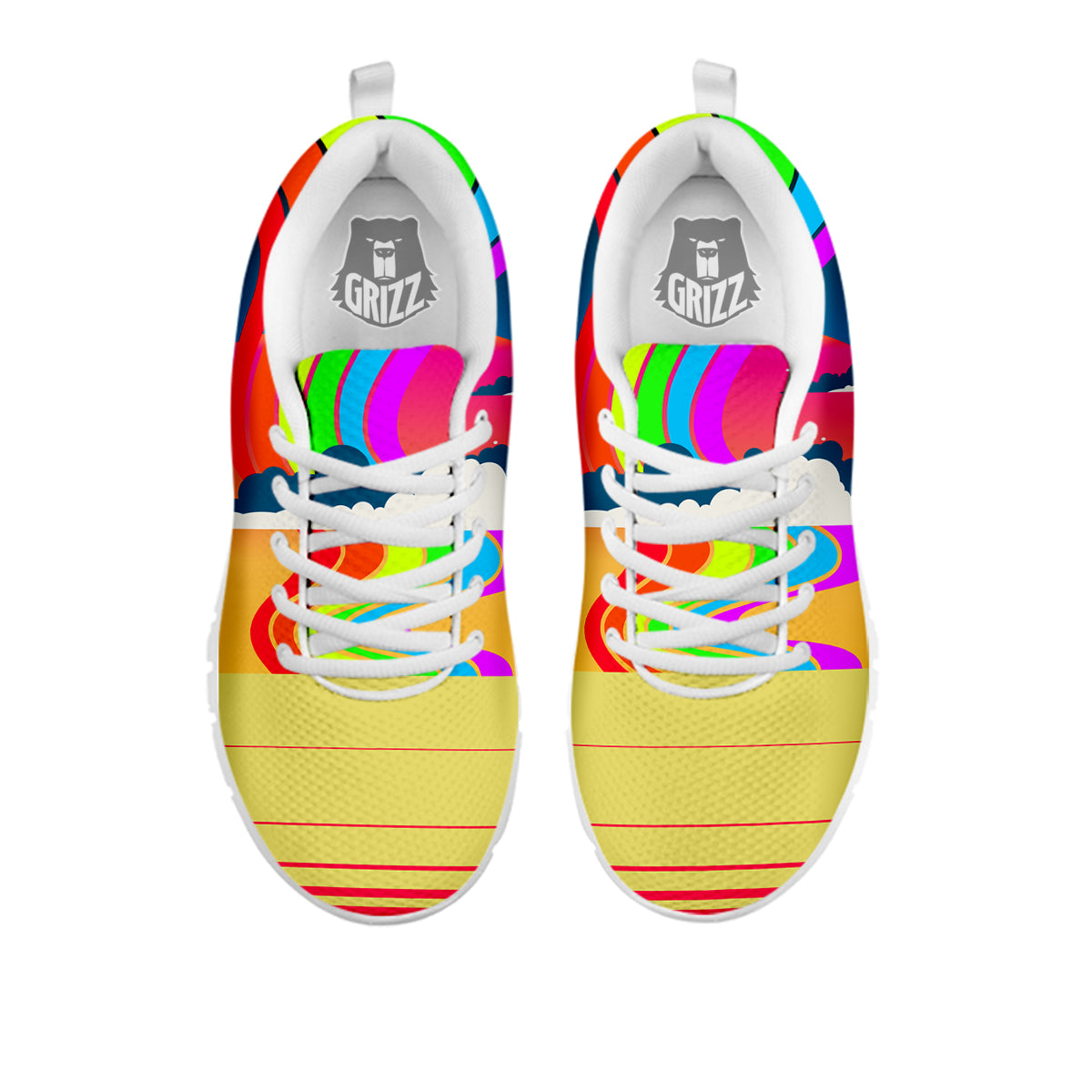 Psychedelic And Gradient Sky Rainbow Print White Sneaker-grizzshop