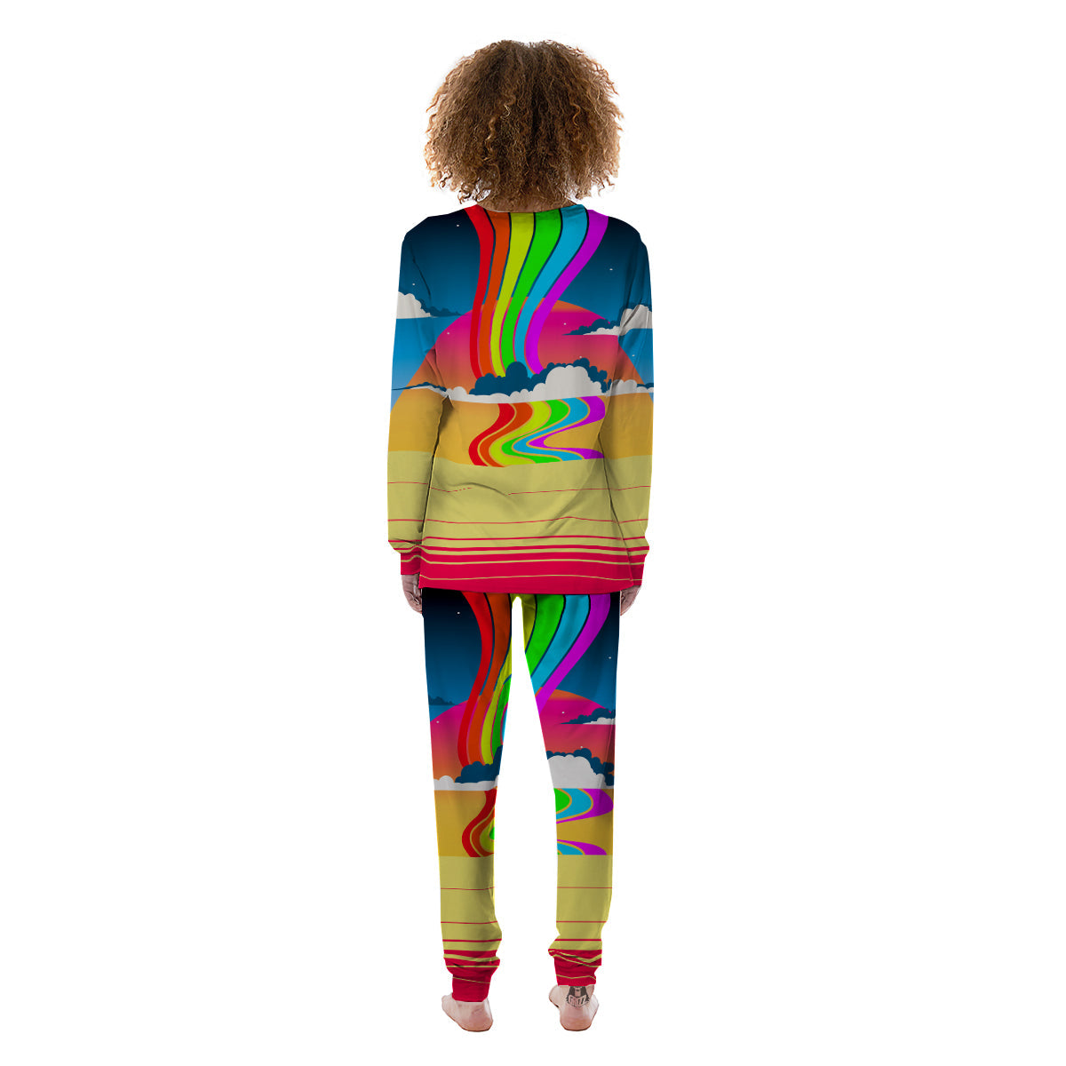 Psychedelic And Gradient Sky Rainbow Print Women's Pajamas-grizzshop