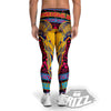 Psychedelic And Ram Skull Print Men's Leggings-grizzshop