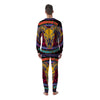 Psychedelic And Ram Skull Print Men's Pajamas-grizzshop