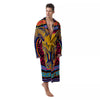 Psychedelic And Ram Skull Print Men's Robe-grizzshop