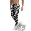 Psychedelic Black And White Skull Print Men's Leggings-grizzshop