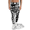 Psychedelic Black And White Skull Print Men's Leggings-grizzshop