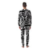 Psychedelic Black And White Skull Print Men's Pajamas-grizzshop