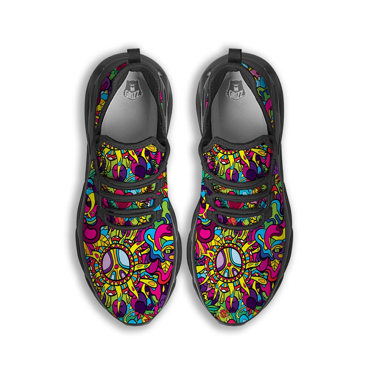 Psychedelic Black Running Shoes-grizzshop