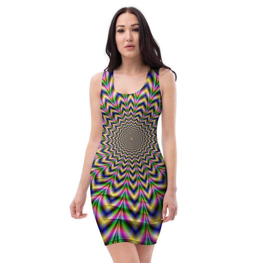 Psychedelic Blue Optical illusion Bodycon Dress-grizzshop