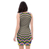 Psychedelic Blue Optical illusion Bodycon Dress-grizzshop