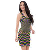 Psychedelic Blue Optical illusion Bodycon Dress-grizzshop