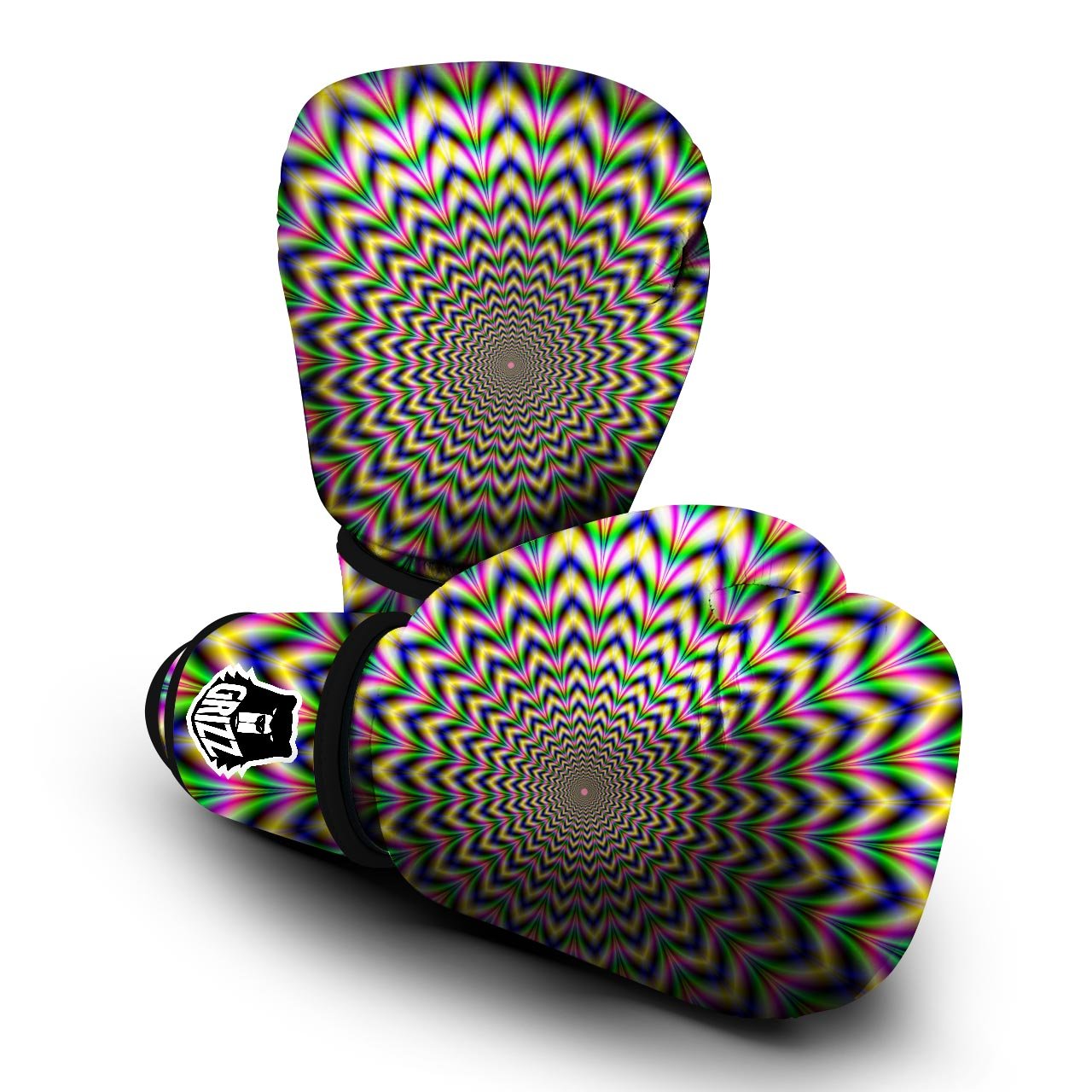 Psychedelic Blue Optical illusion Boxing Gloves-grizzshop