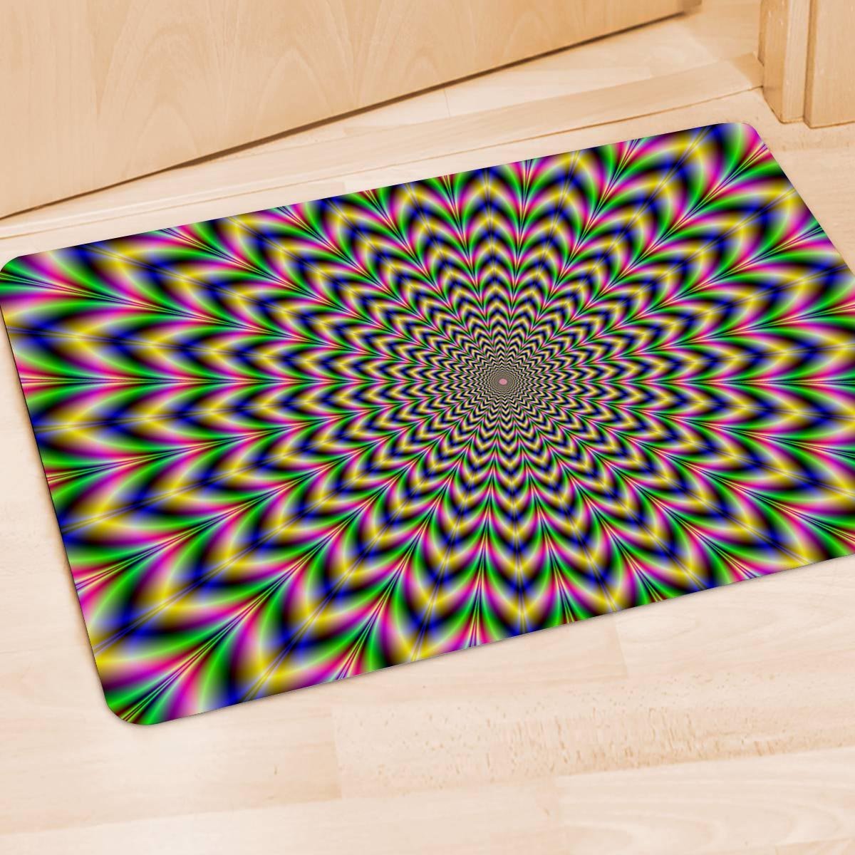 Psychedelic Blue Optical illusion Door Mat-grizzshop