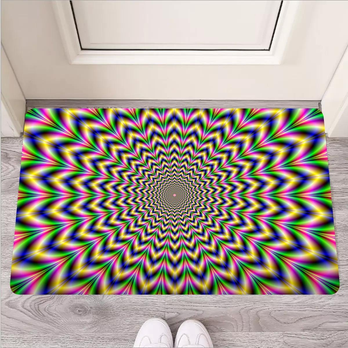 Psychedelic Blue Optical illusion Door Mat-grizzshop