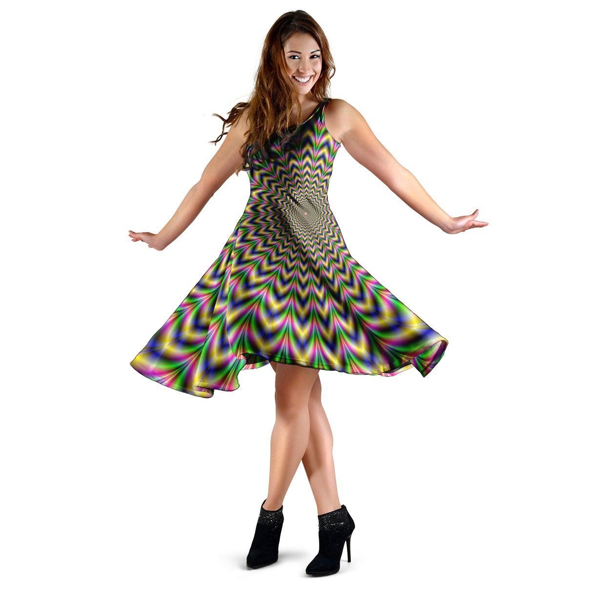 Psychedelic Blue Optical illusion Dress-grizzshop