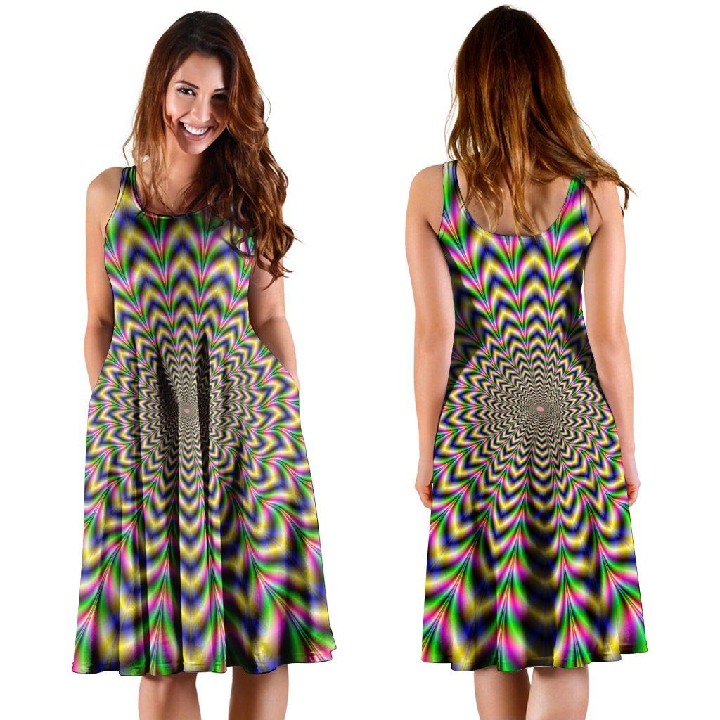 Psychedelic Blue Optical illusion Dress-grizzshop