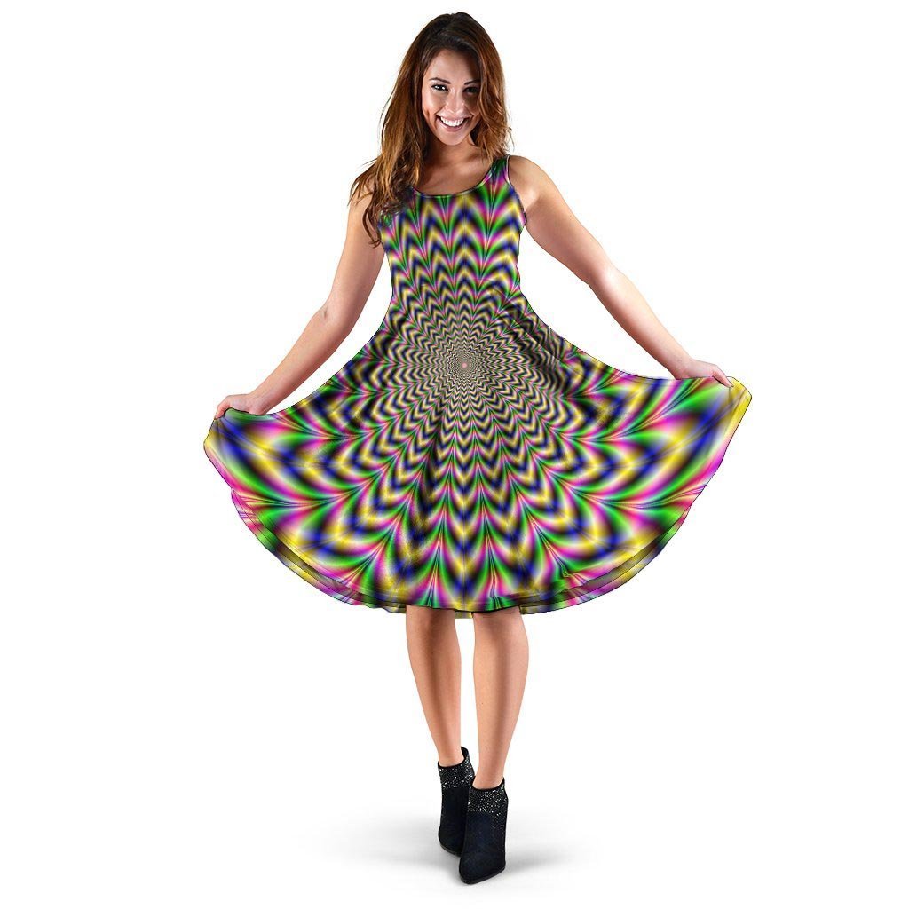 Psychedelic Blue Optical illusion Dress-grizzshop
