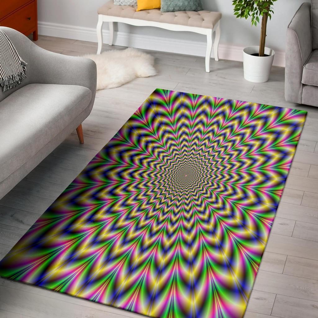 Psychedelic Blue Optical illusion Floor Mat-grizzshop