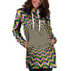 Psychedelic Blue Optical illusion Hoodie Dress-grizzshop