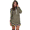 Psychedelic Blue Optical illusion Hoodie Dress-grizzshop