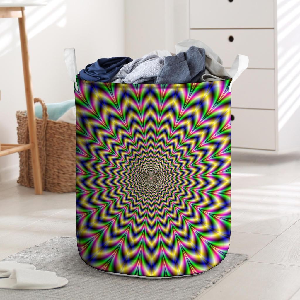 Psychedelic Blue Optical illusion Laundry Basket-grizzshop