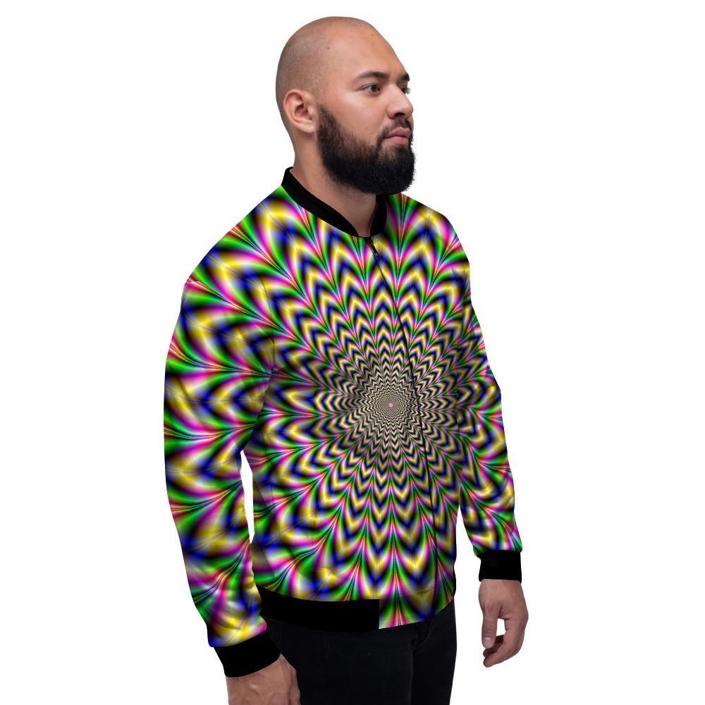 Psychedelic Blue Optical illusion Men's Bomber Jacket-grizzshop