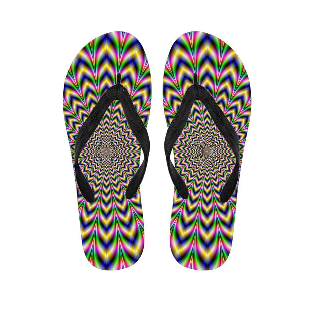 Psychedelic Blue Optical illusion Men's Flip Flops-grizzshop