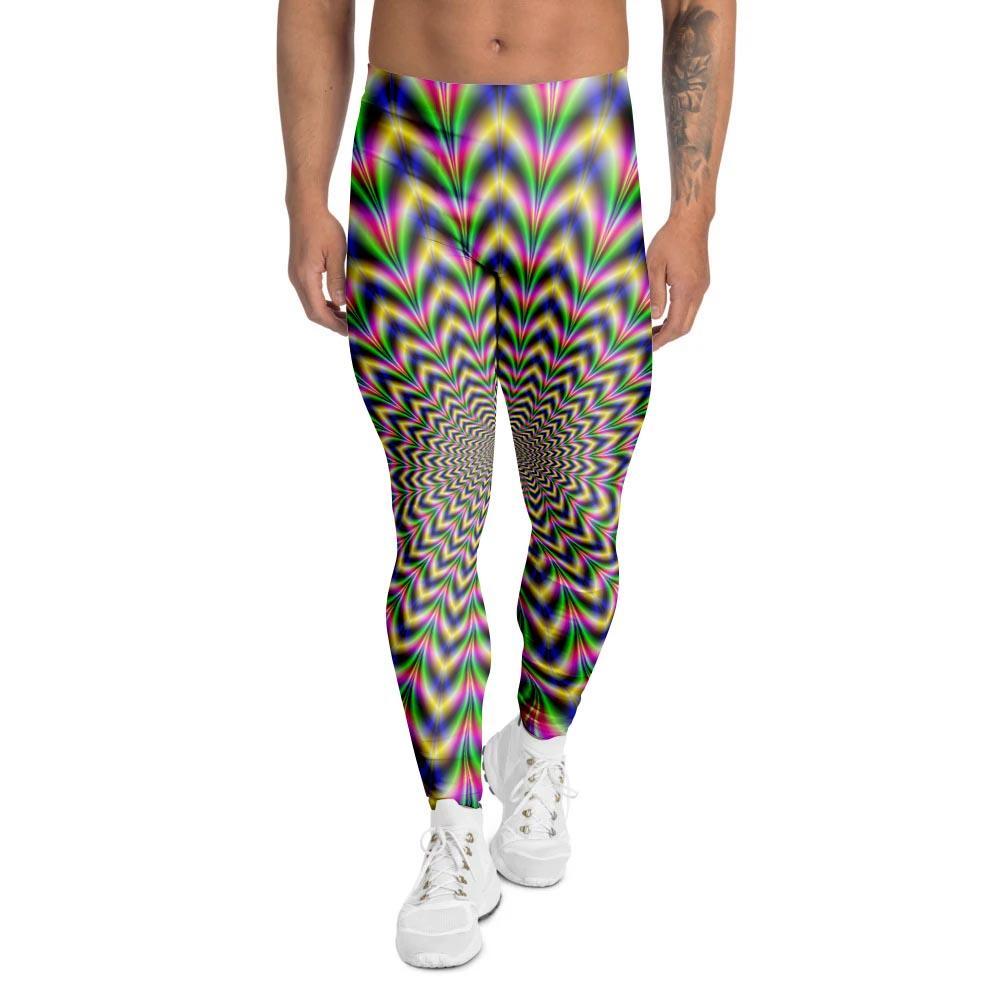 Psychedelic Blue Optical illusion Men's Leggings-grizzshop
