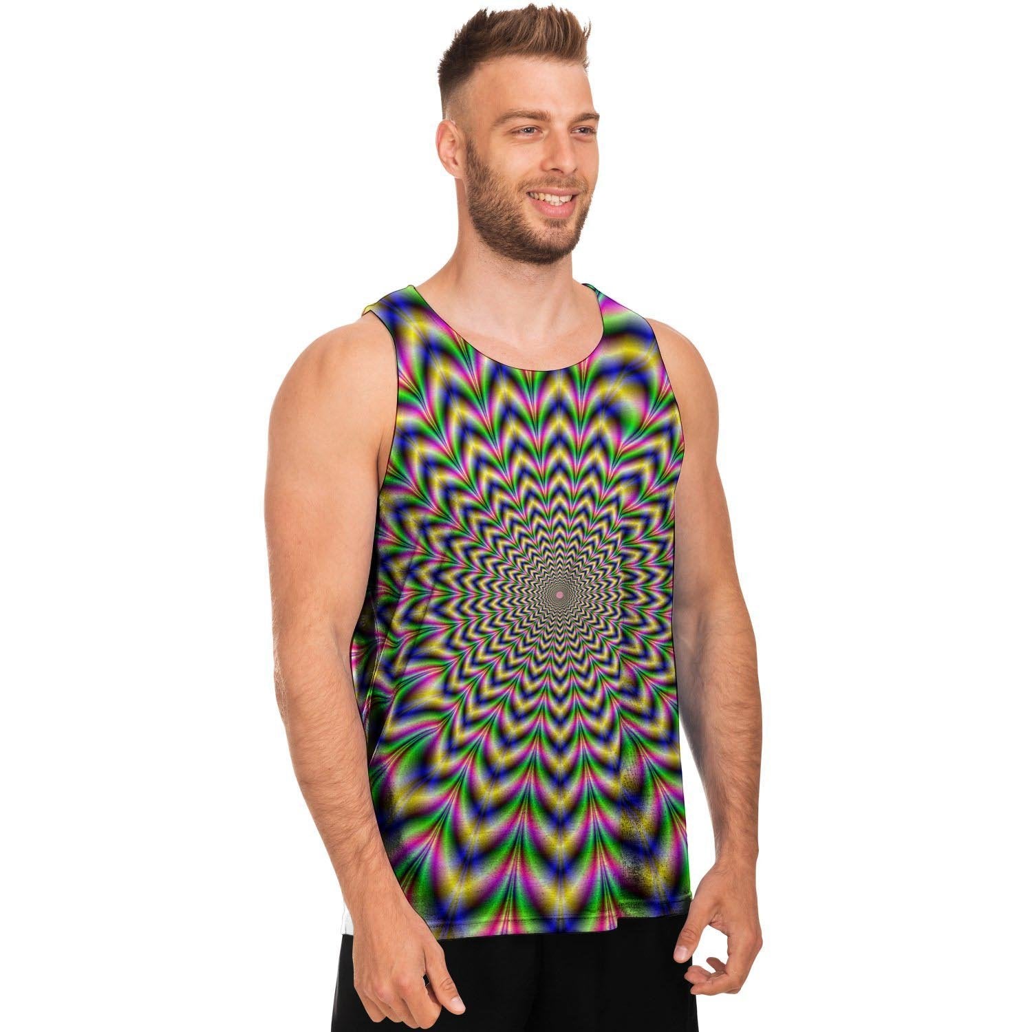 Psychedelic Blue Optical illusion Men's Tank Tops-grizzshop