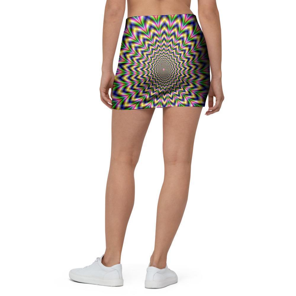 Psychedelic Blue Optical illusion Mini Skirt-grizzshop