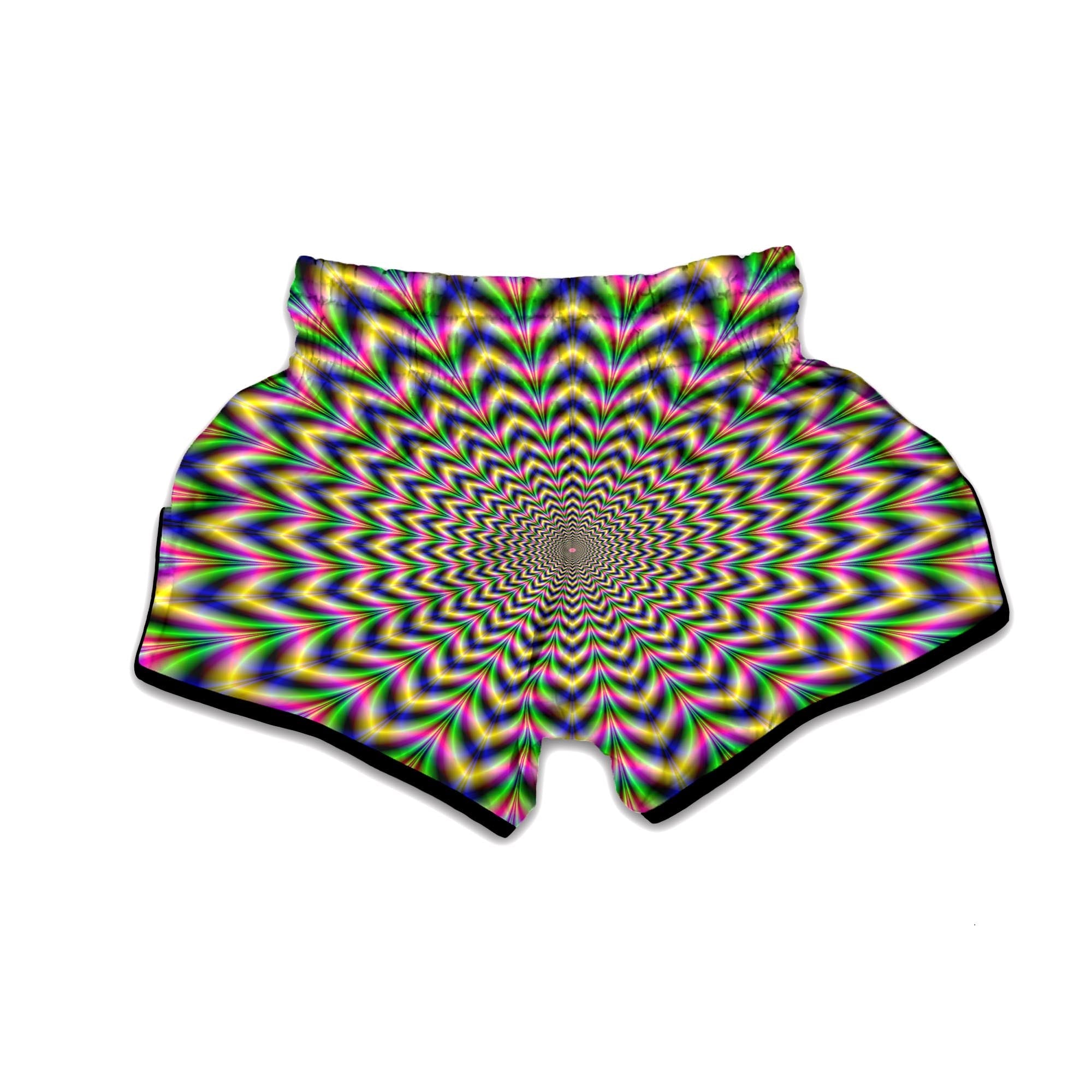 Psychedelic Blue Optical illusion Muay Thai Boxing Shorts-grizzshop