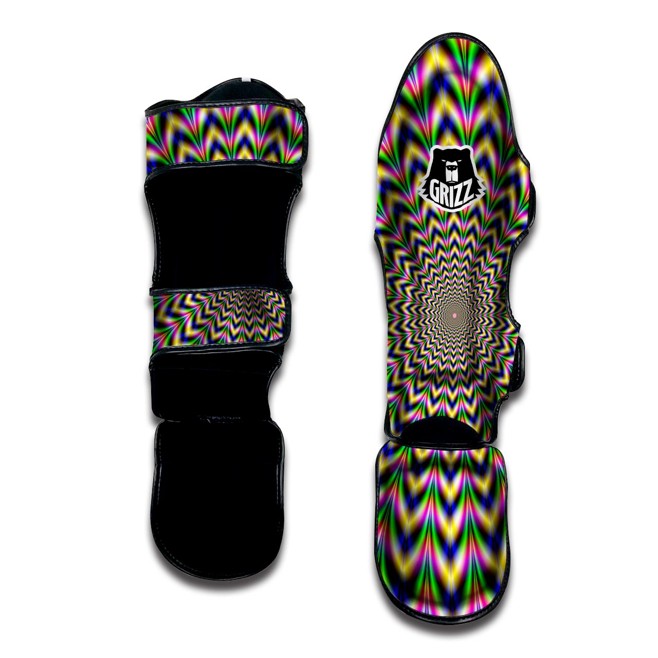 Psychedelic Blue Optical illusion Muay Thai Shin Guard-grizzshop