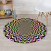 Psychedelic Blue Optical illusion Round Rug-grizzshop