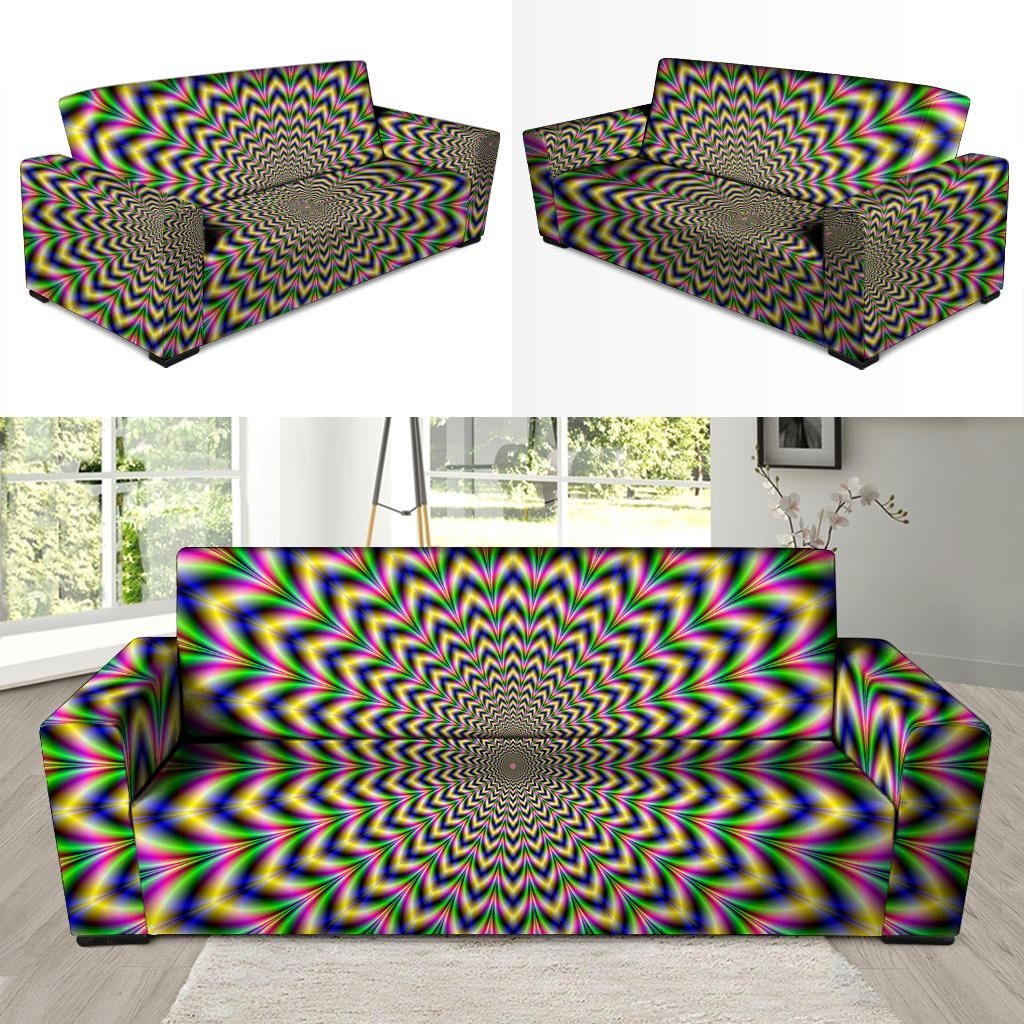 Psychedelic Blue Optical illusion Sofa Cover-grizzshop