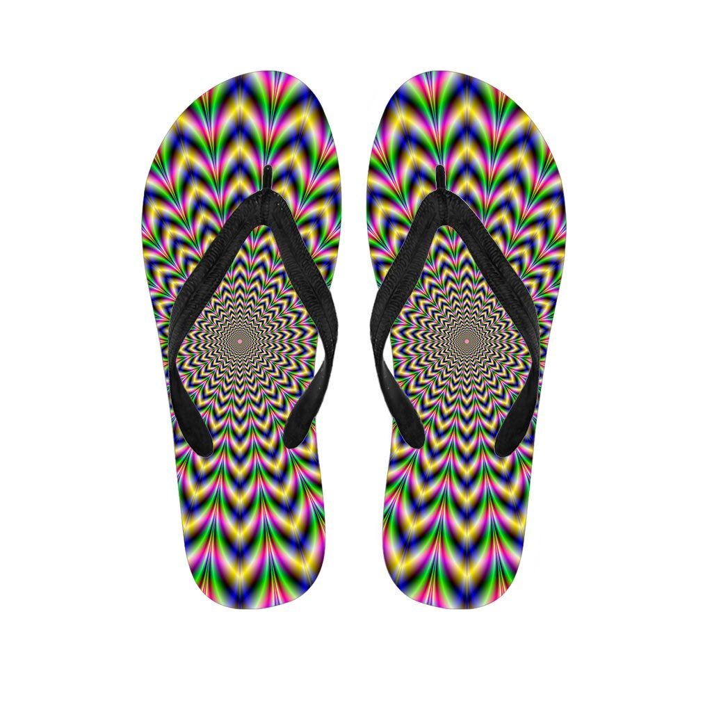 Psychedelic Blue Optical illusion Women's Flip Flops-grizzshop