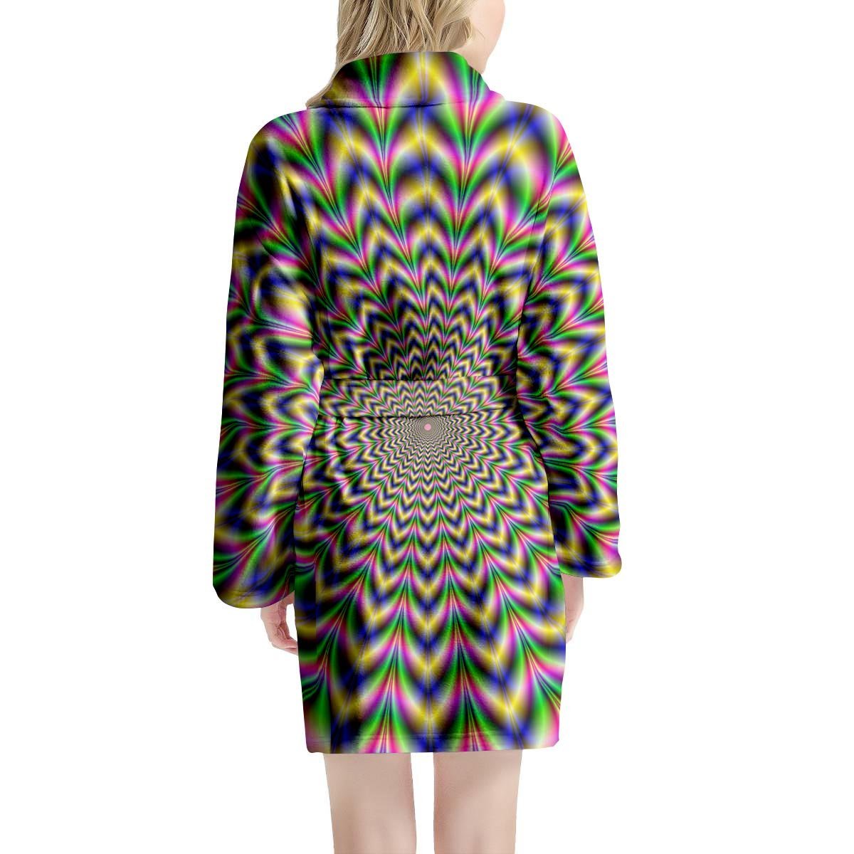 Psychedelic Blue Optical illusion Women's Robe-grizzshop