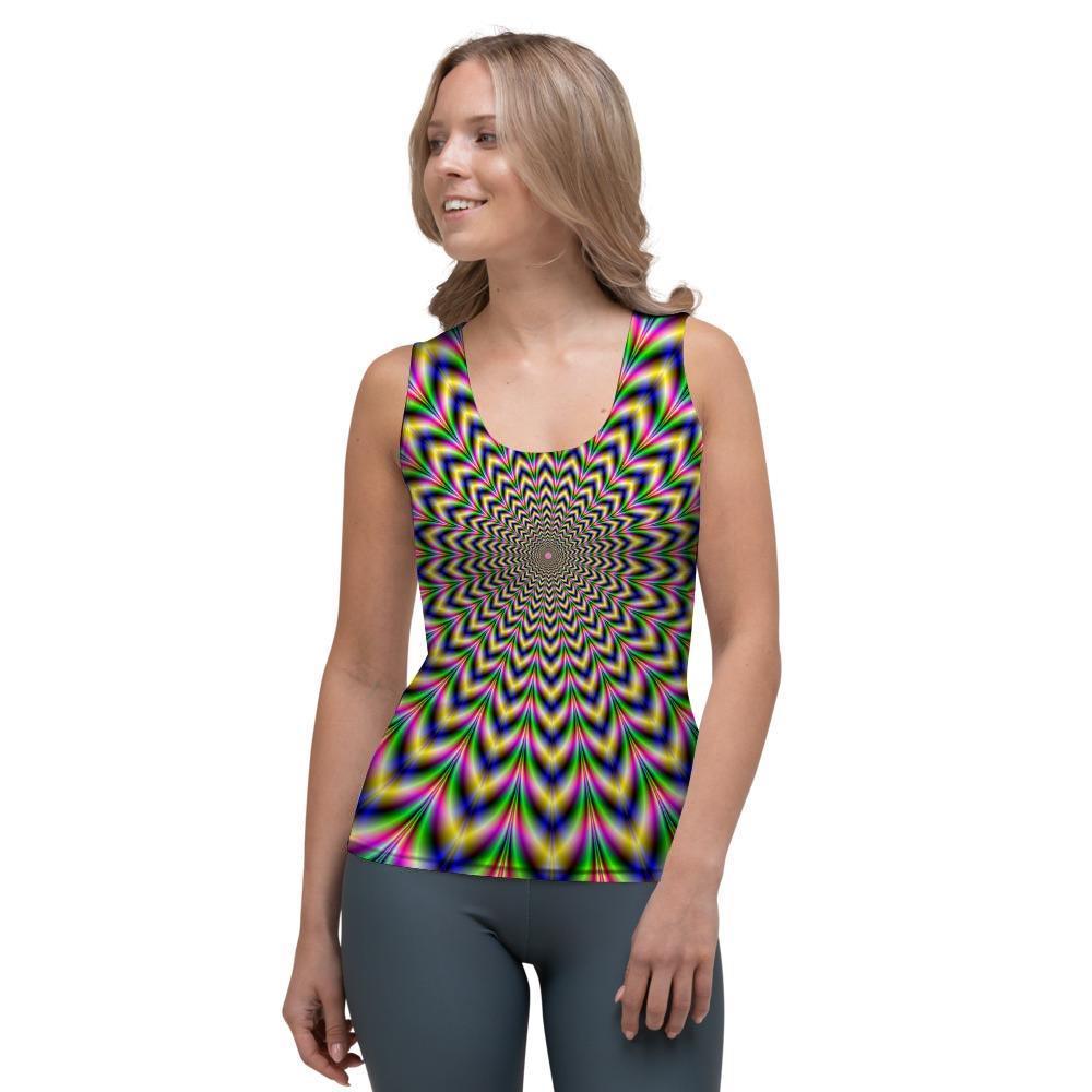 Psychedelic Blue Optical illusion Women's Tank Top-grizzshop