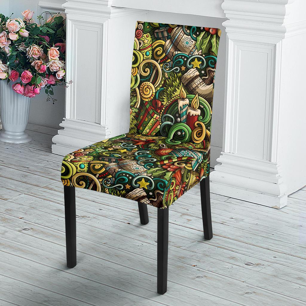 Psychedelic Christmas Pattern Print Chair Cover-grizzshop