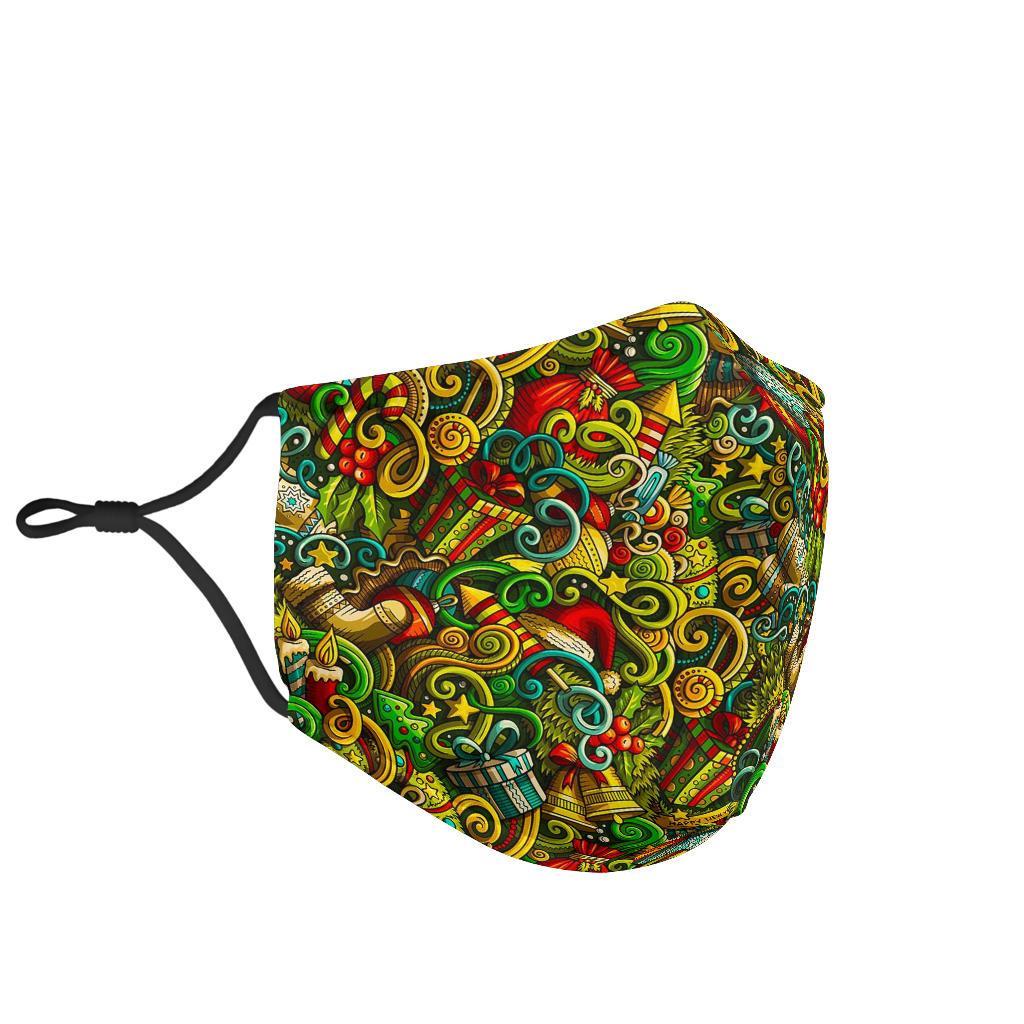 Psychedelic Christmas Pattern Print Face Mask-grizzshop