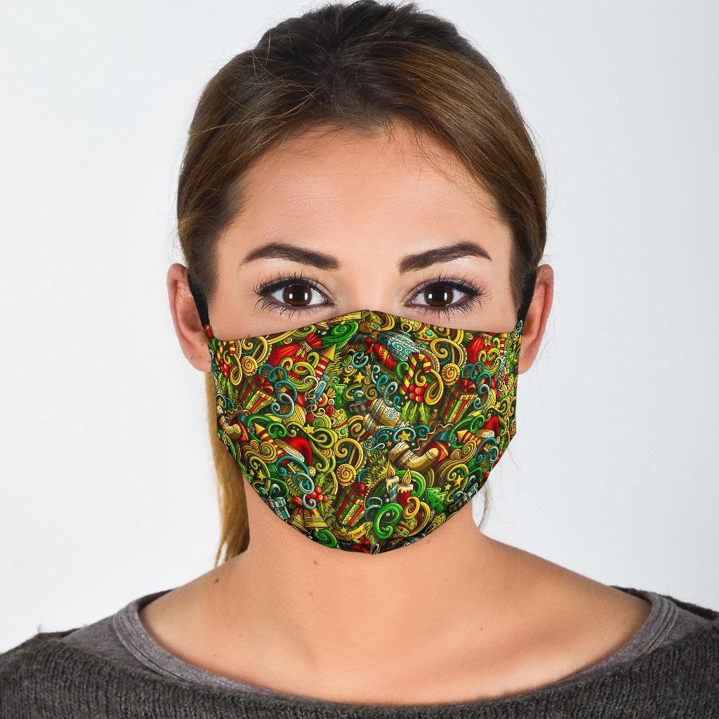 Psychedelic Christmas Pattern Print Face Mask-grizzshop