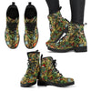 Psychedelic Christmas Pattern Print Men Women Leather Boots-grizzshop