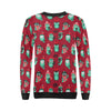 Psychedelic Christmas Pattern Print Red Owl Christmas Pattern Print Women Crewneck Sweatshirt-grizzshop