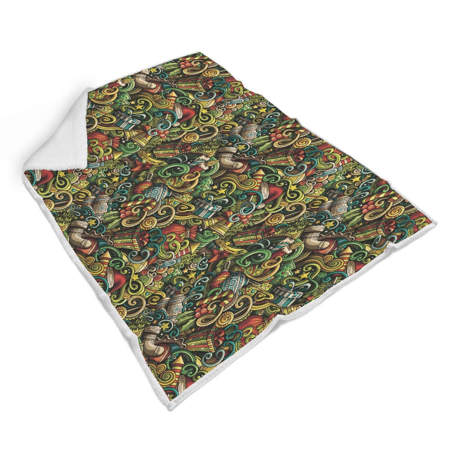 Psychedelic Christmas Pattern Print Throw Blanket-grizzshop