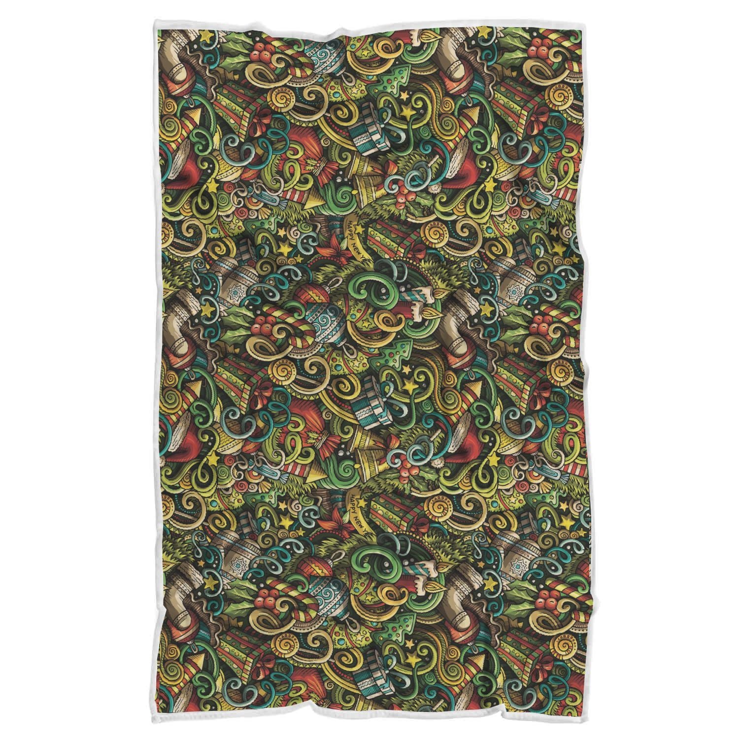 Psychedelic Christmas Pattern Print Throw Blanket-grizzshop