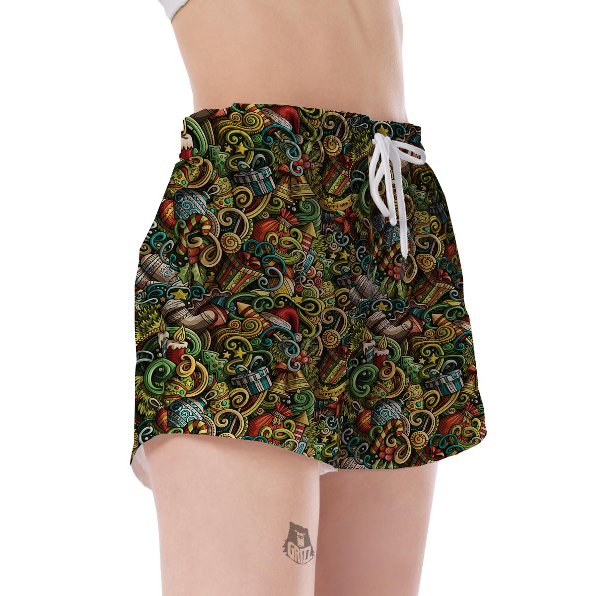 Psychedelic Christmas Pattern Print Women's Shorts-grizzshop