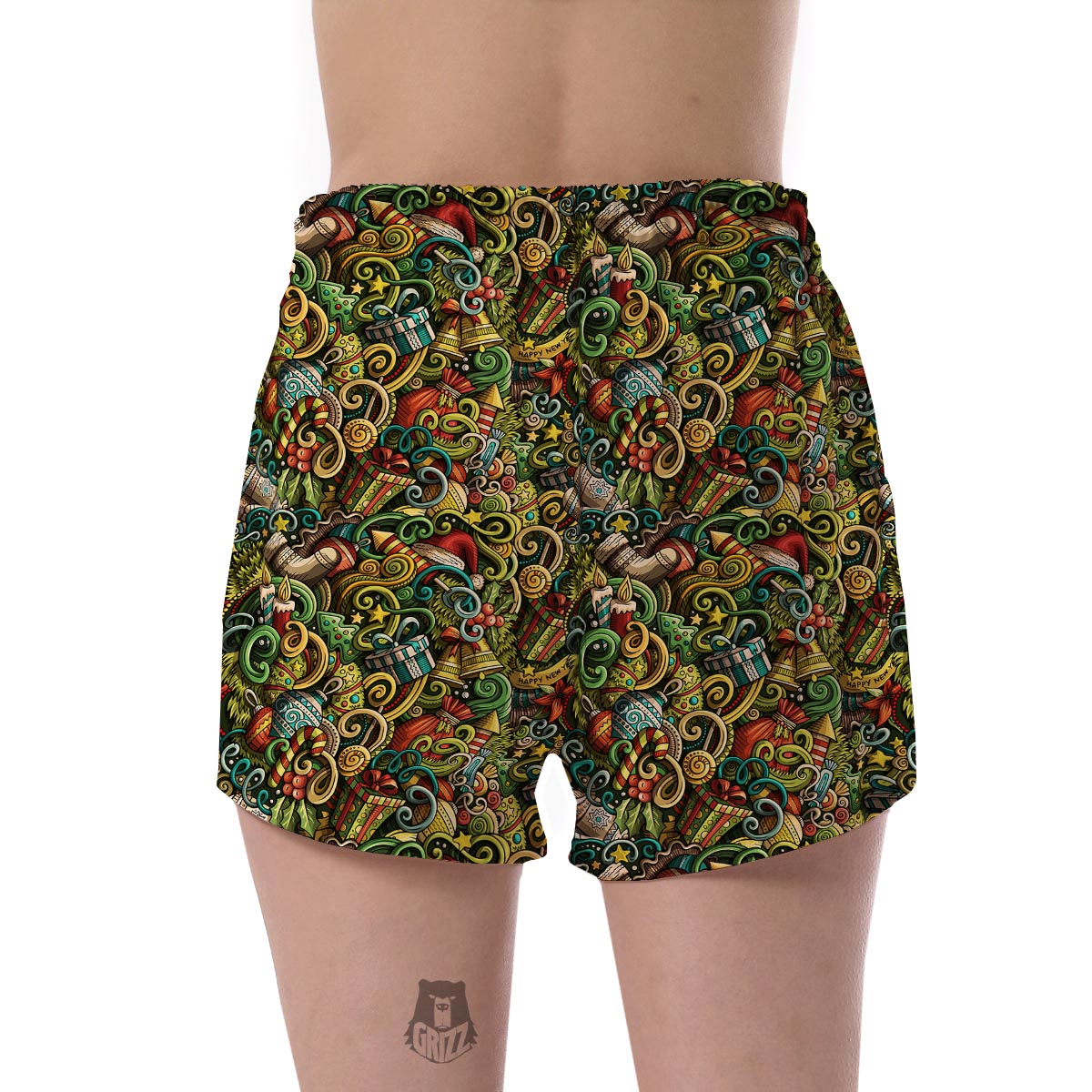 Psychedelic Christmas Pattern Print Women's Shorts-grizzshop