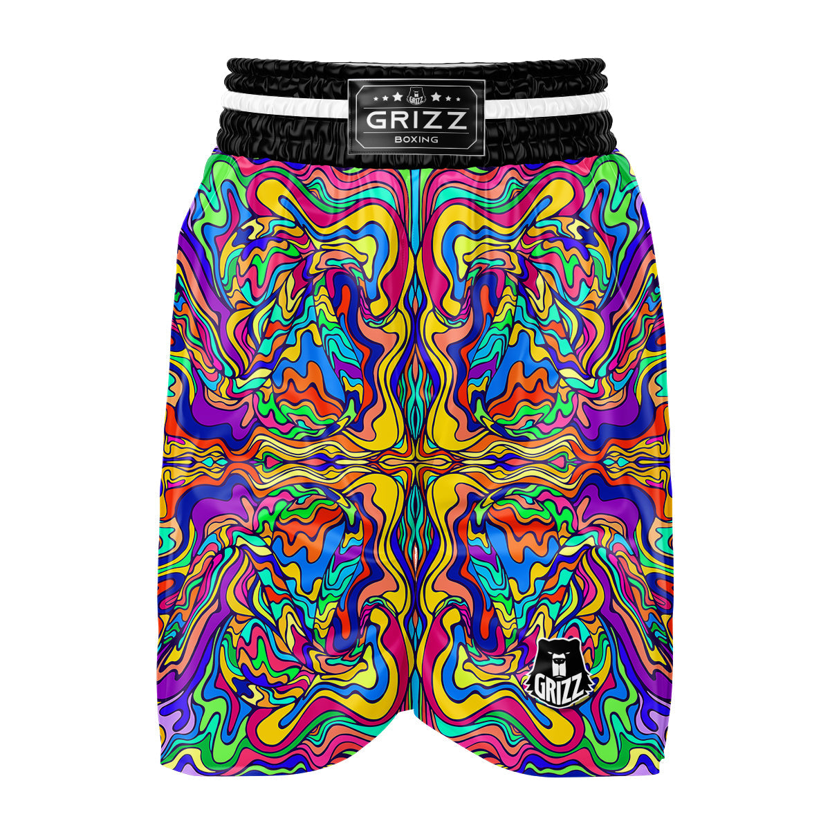 Psychedelic Colorful Fractal Mirror Print Boxing Shorts-grizzshop