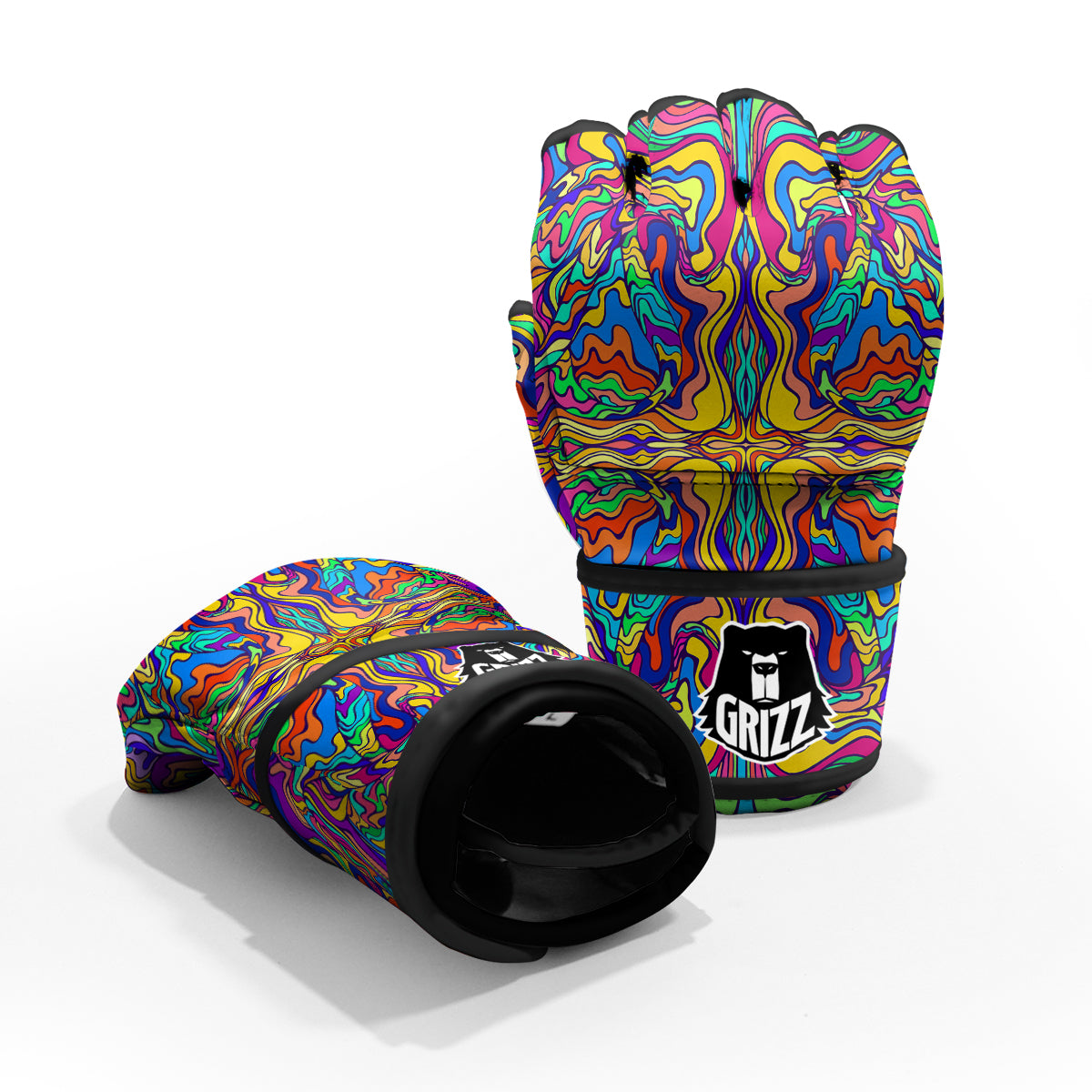 Psychedelic Colorful Fractal Mirror Print MMA Gloves-grizzshop