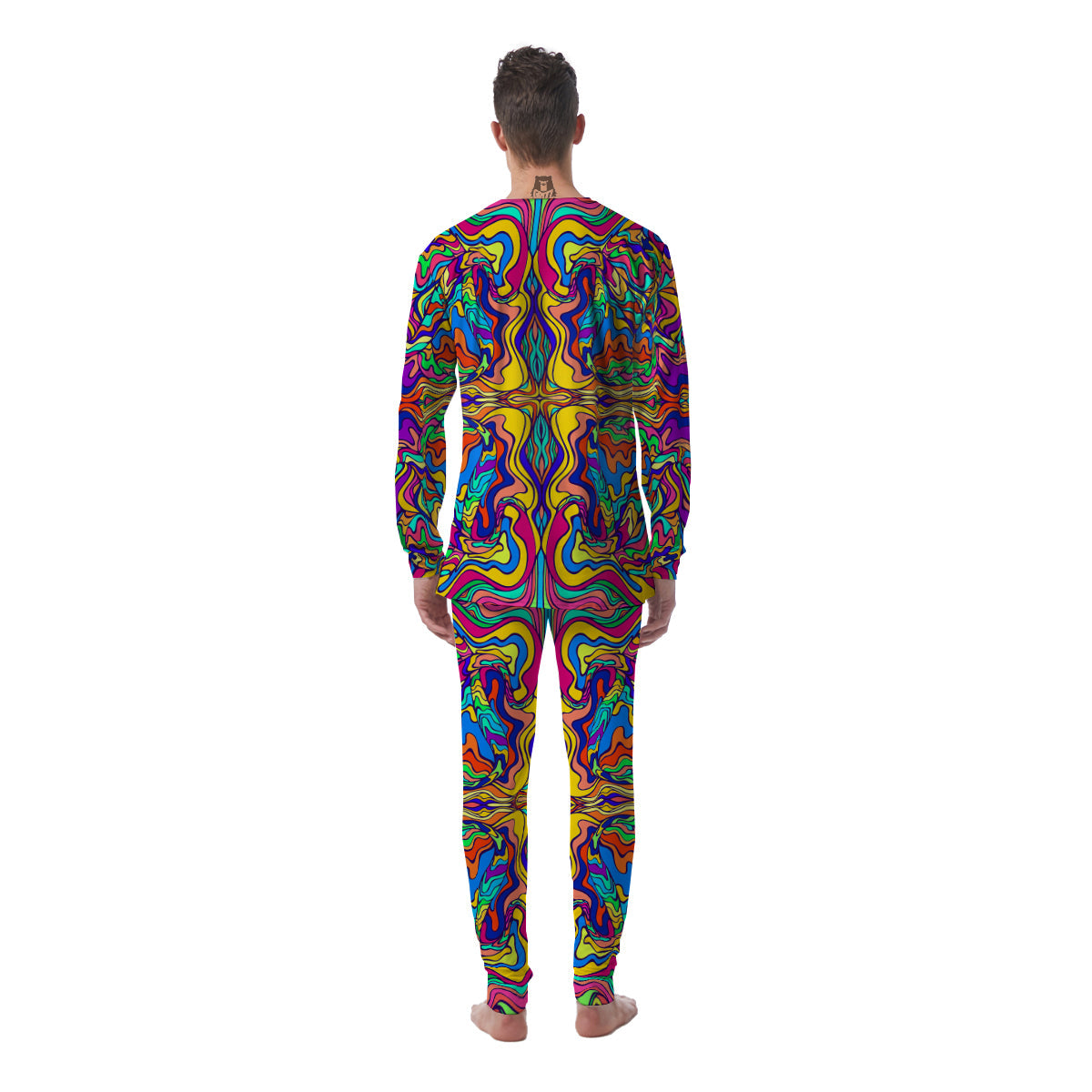 Psychedelic Colorful Fractal Mirror Print Men's Pajamas-grizzshop