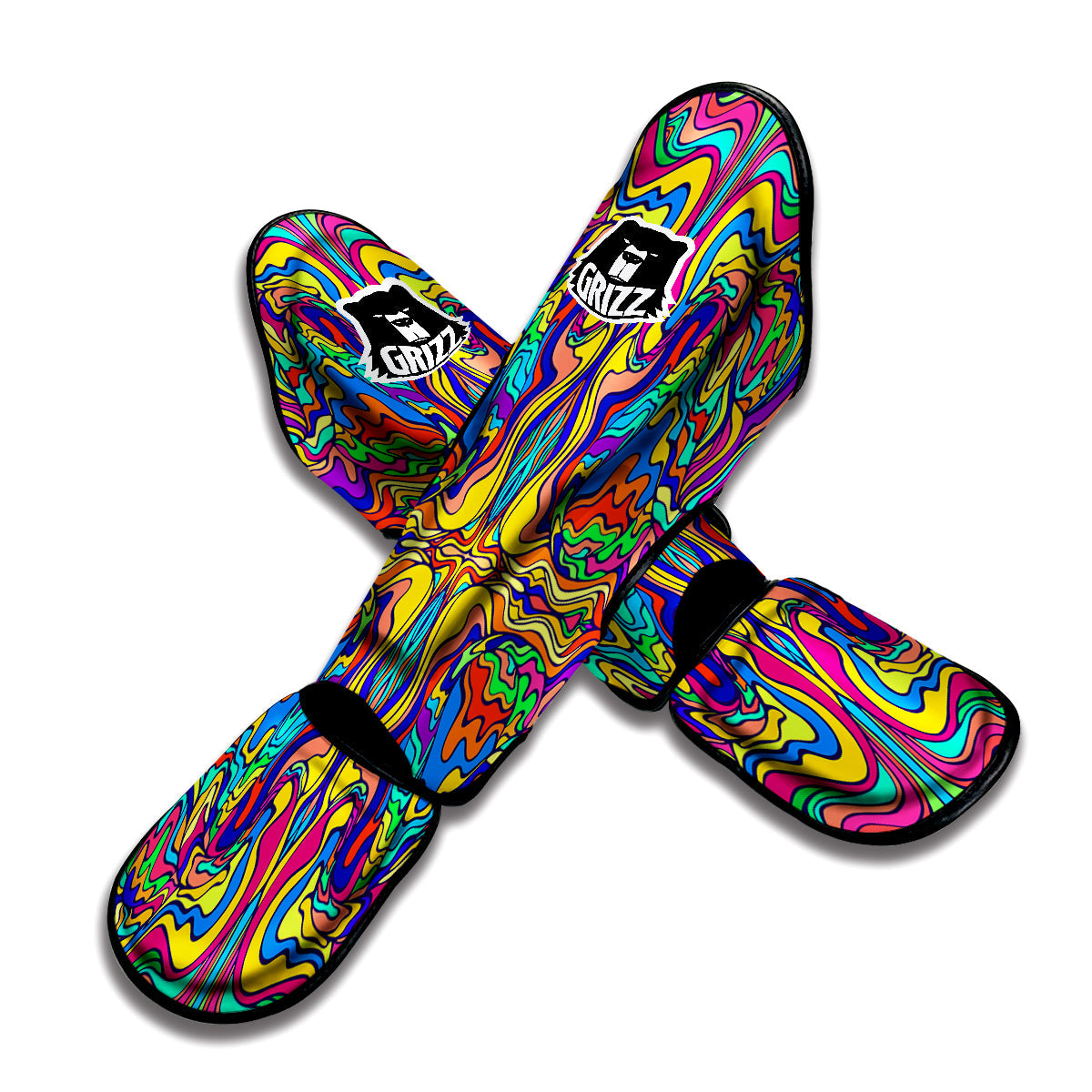 Psychedelic Colorful Fractal Mirror Print Muay Thai Shin Guards-grizzshop