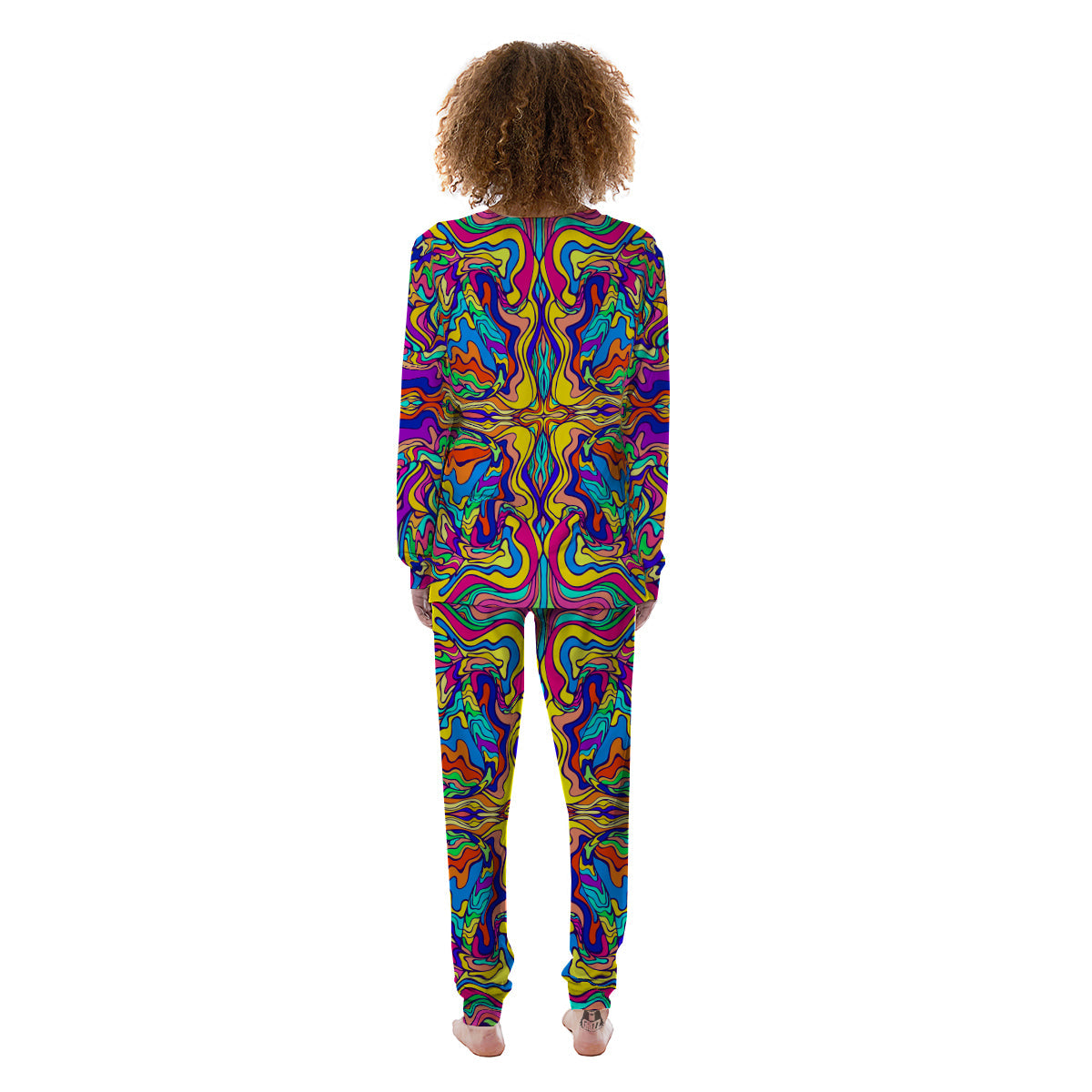 Psychedelic Colorful Fractal Mirror Print Women's Pajamas-grizzshop